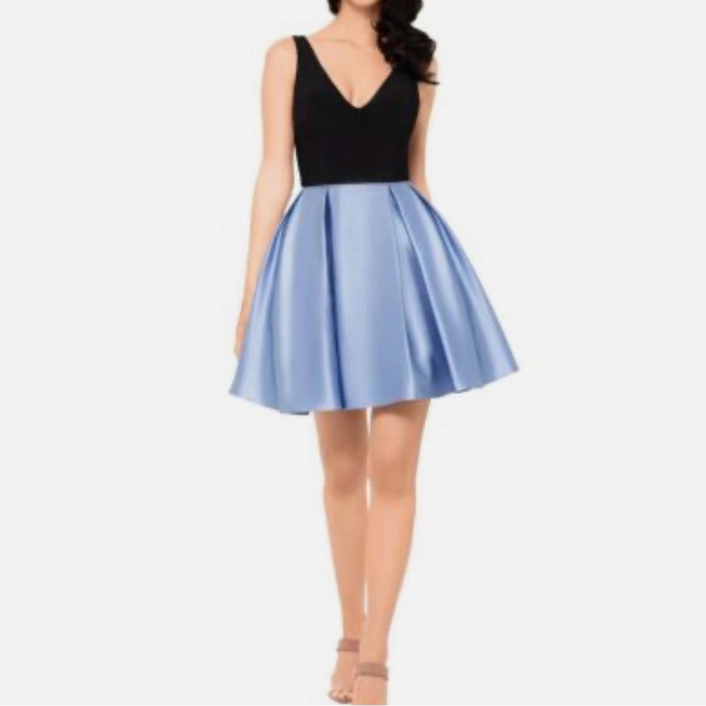 Betsy Adam Black and Blue Satin Pointe Dress